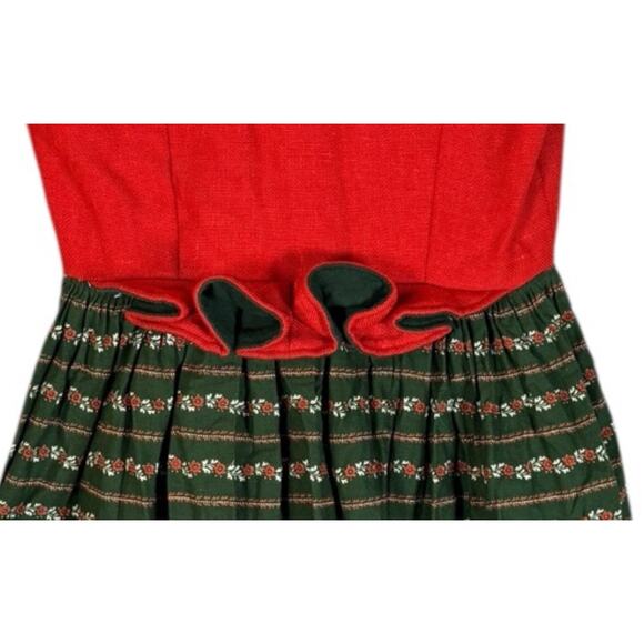 Hammererschmid Trachten Dirndl Dress Red Green Oktoberfest 100% Cotton SZ Small - Picture 4 of 9